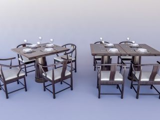 中式餐桌椅 餐桌 餐厅桌椅 餐具 太师椅